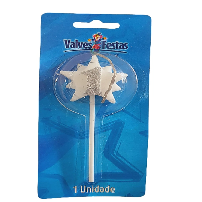 Vela Aniversario Valves Festas Super Star Prata N 1