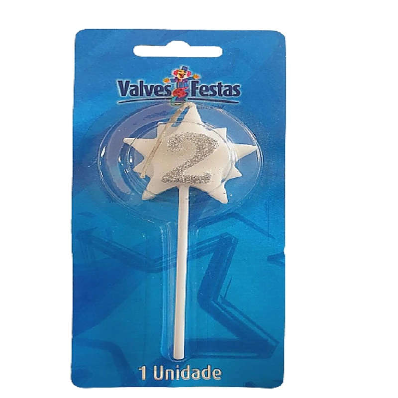 Vela Aniversario Valves Festas Super Star Prata N 2
