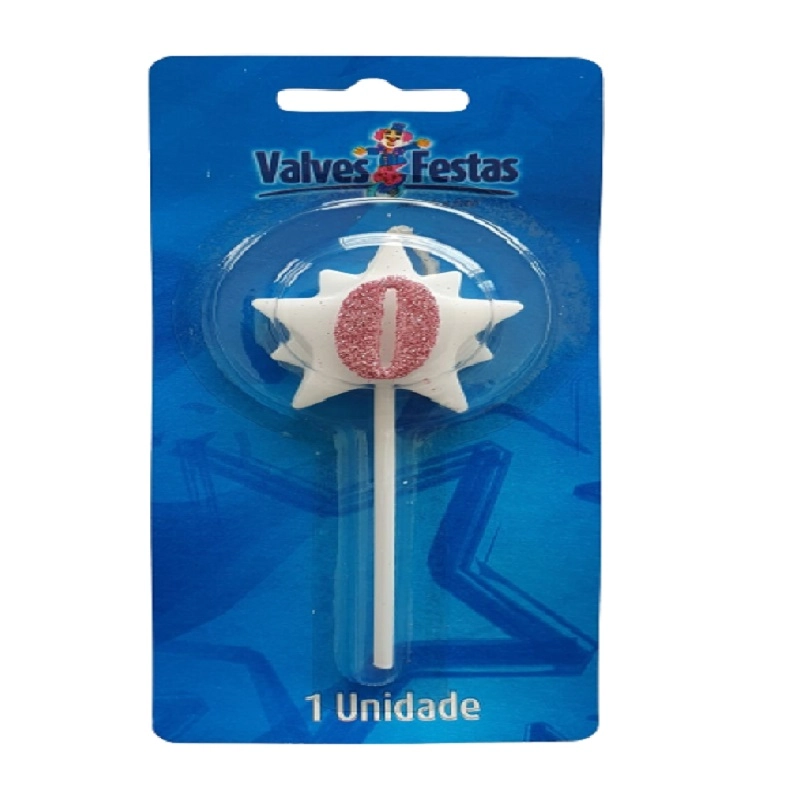 Vela Aniversario Valves Festas Super Star Rosa N 0