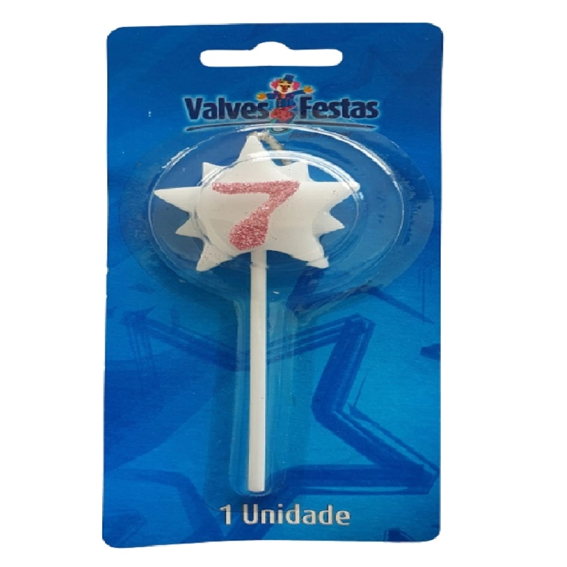 Vela Aniversario Valves Festas Super Star Rosa N 7