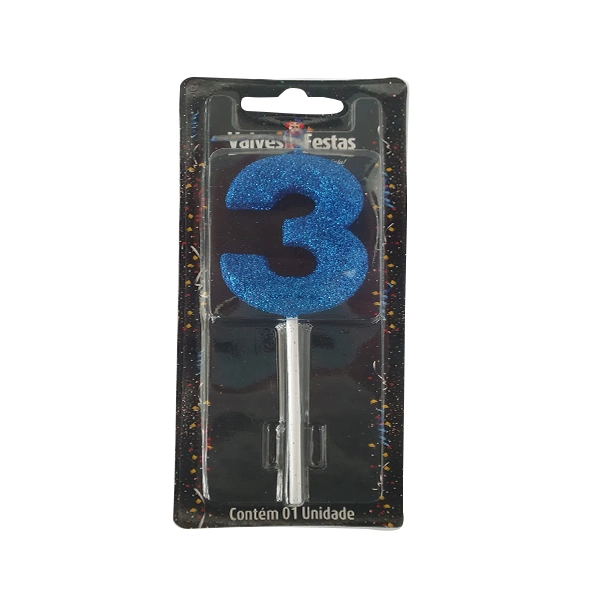 Vela Valves Festas Palito Slim Candy Azul N¿ 3 Un