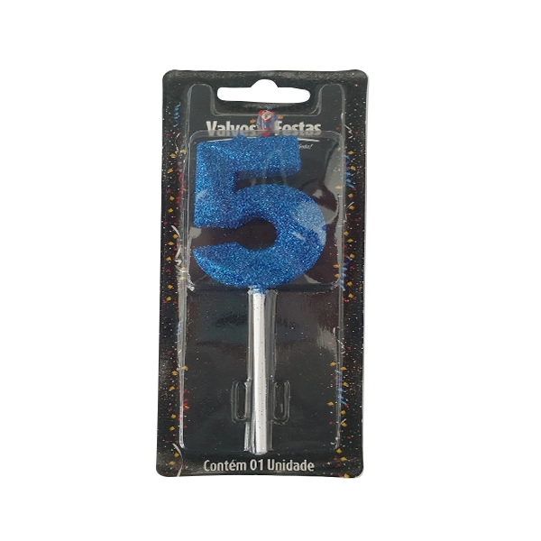 Vela Valves Festas Palito Slim Candy Azul N¿ 5 Un