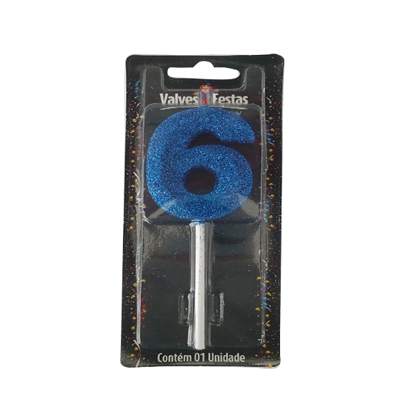 Vela Valves Festas Palito Slim Candy Azul N¿ 6 Un