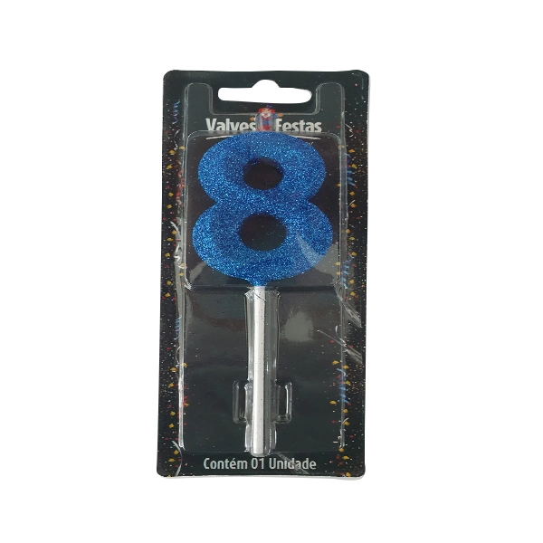 Vela Valves Festas Palito Slim Candy Azul N¿ 8 Un