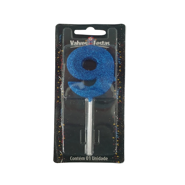 Vela Valves Festas Palito Slim Candy Azul N¿ 9 Un