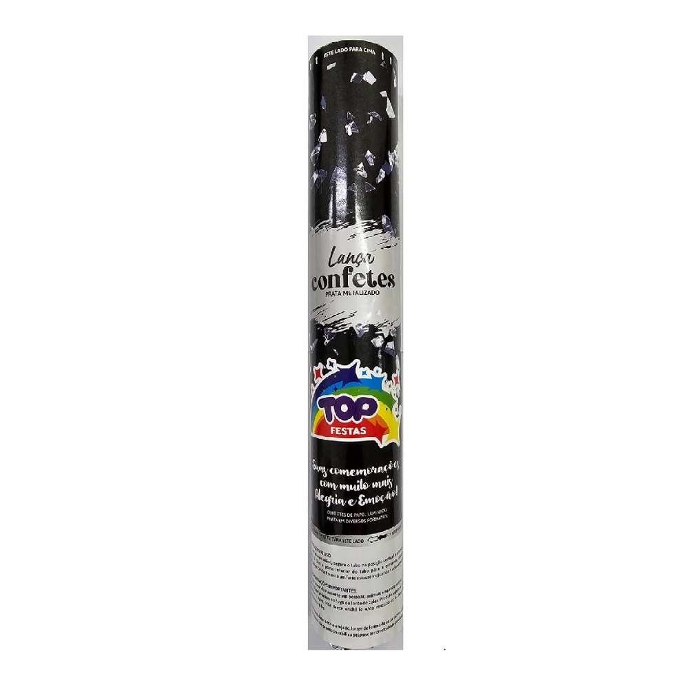 Lanca Confetes Top Festas Prata Metalizado 30cm