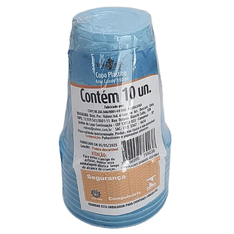 Copo Descartavel Valves Diamante 180ml 10 Unidades Candy Azul