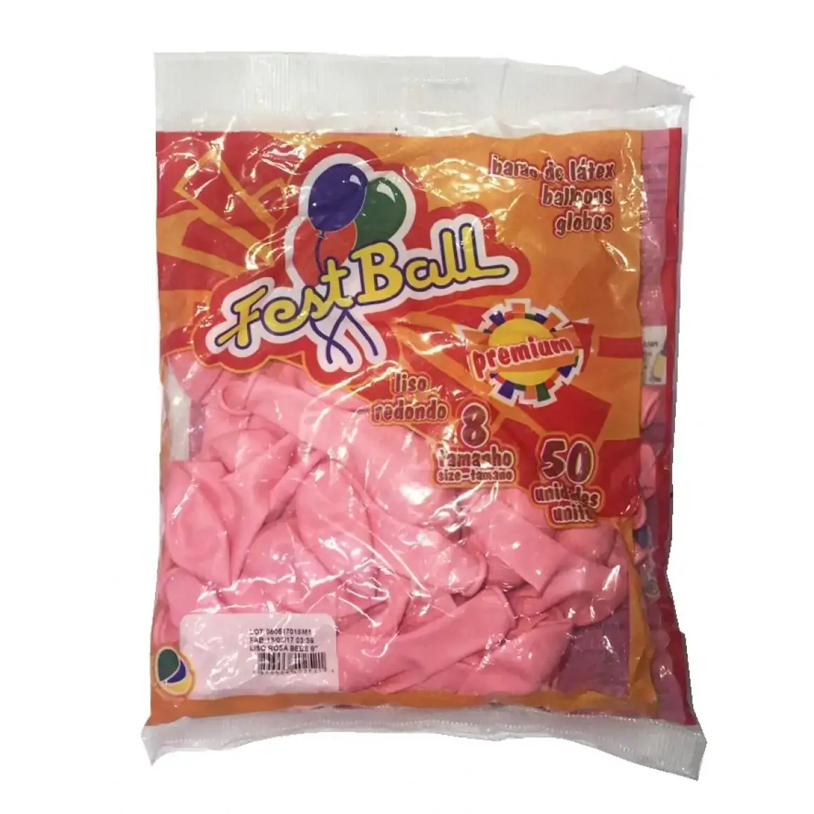 Balao Liso 8 C/50 Rosa Bebe