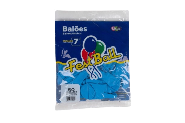 Balao Liso 7 50un Azul Claro