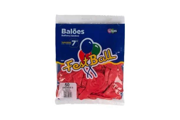 Bexiga Fest Ball Liso Vermelho N7 50un