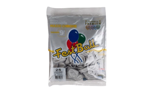 Balao N9 Cromado Prata 578 25un Festball