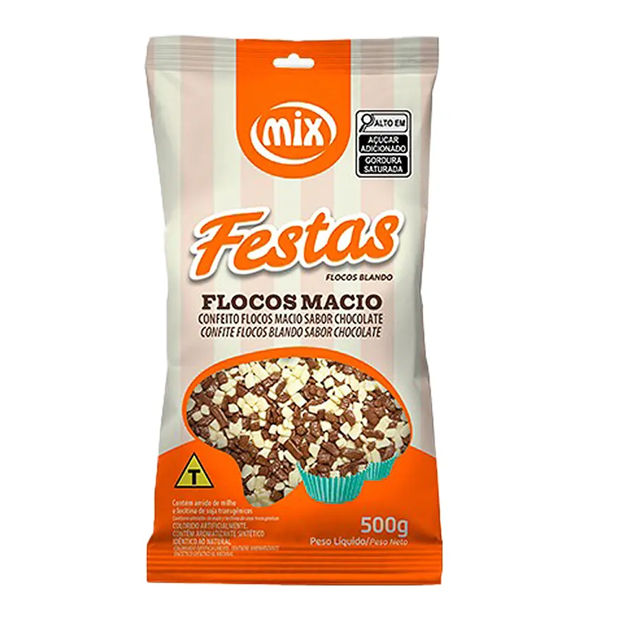 Confeito Choco Mesclado Flocos Macio 500g Mix