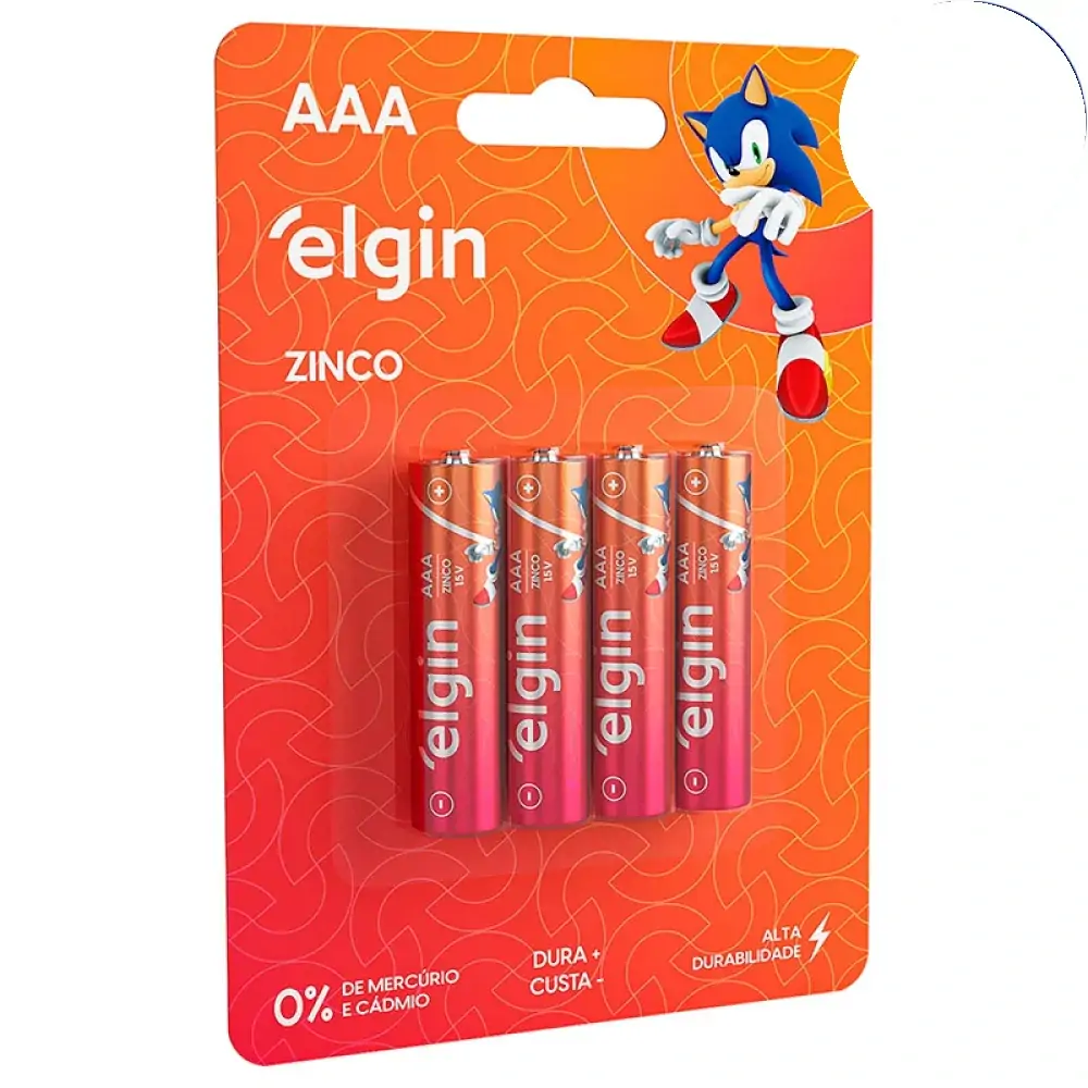 Pilha Aaa R03 Zinco Carvão Blister C/4 Unidades Elgin