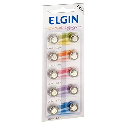Bateria Alcalina LR44 Elgin 82194 - Cartela com 10 - Substitui A76, LR1154, 357, AG13, A76, SP76
