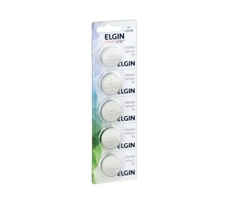 5 Pcs Bateria Moeda Cr2430 3v Pilha Elgin Blister