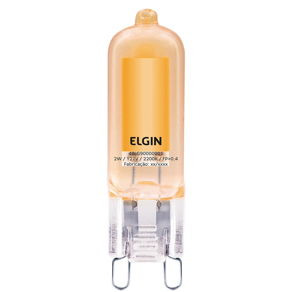 Lâmpada de LED Filamento G9 Tubo 2W 160lm Luz Âmbar 127V Elgin