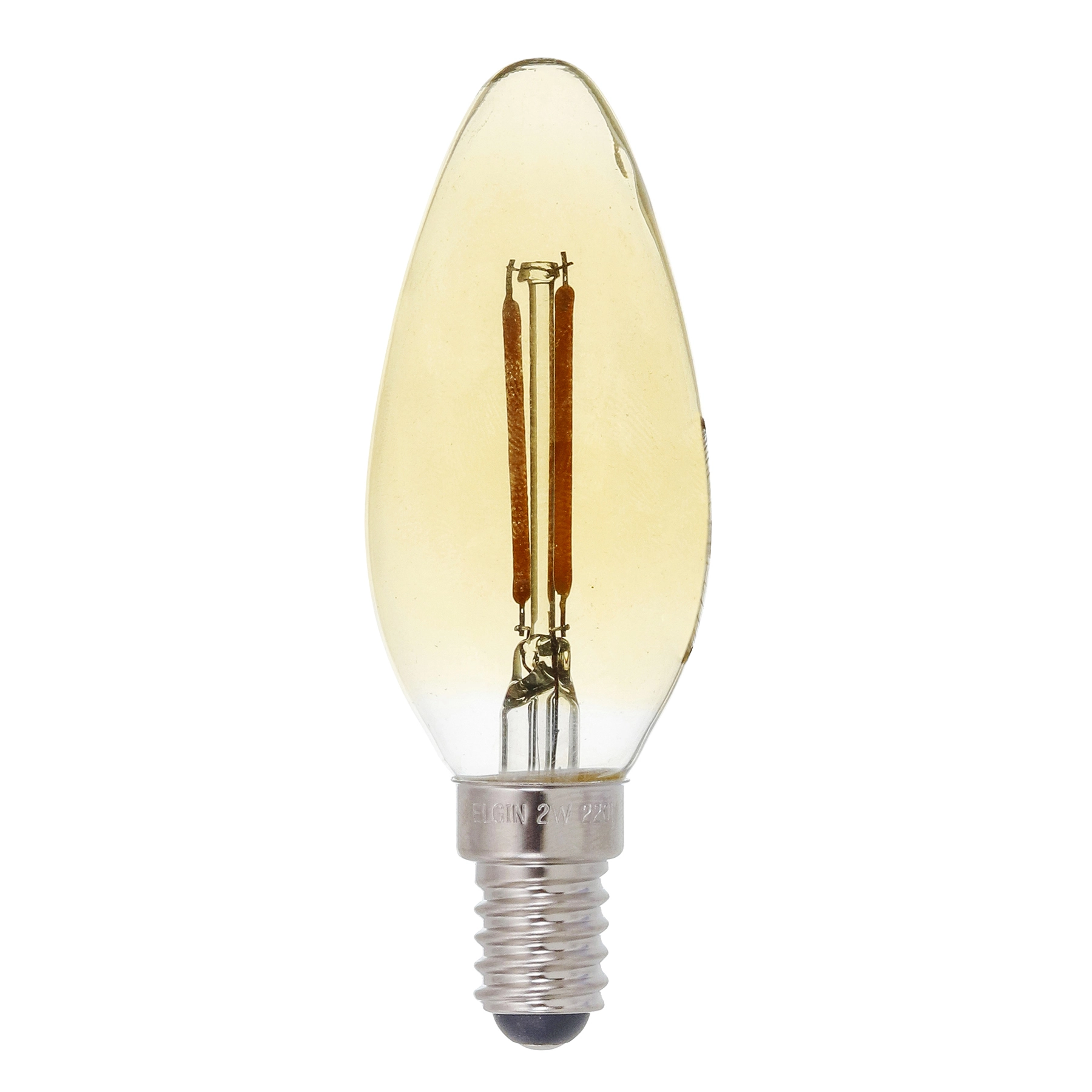 Lâmpada de LED Filamento E14 Vela 2W 180lm Luz Âmbar 220V Elgin