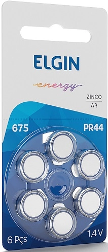 Bateria Zinco Ar Elgin 1,4v 675 Ap Aud Pr 44 Blc/6
