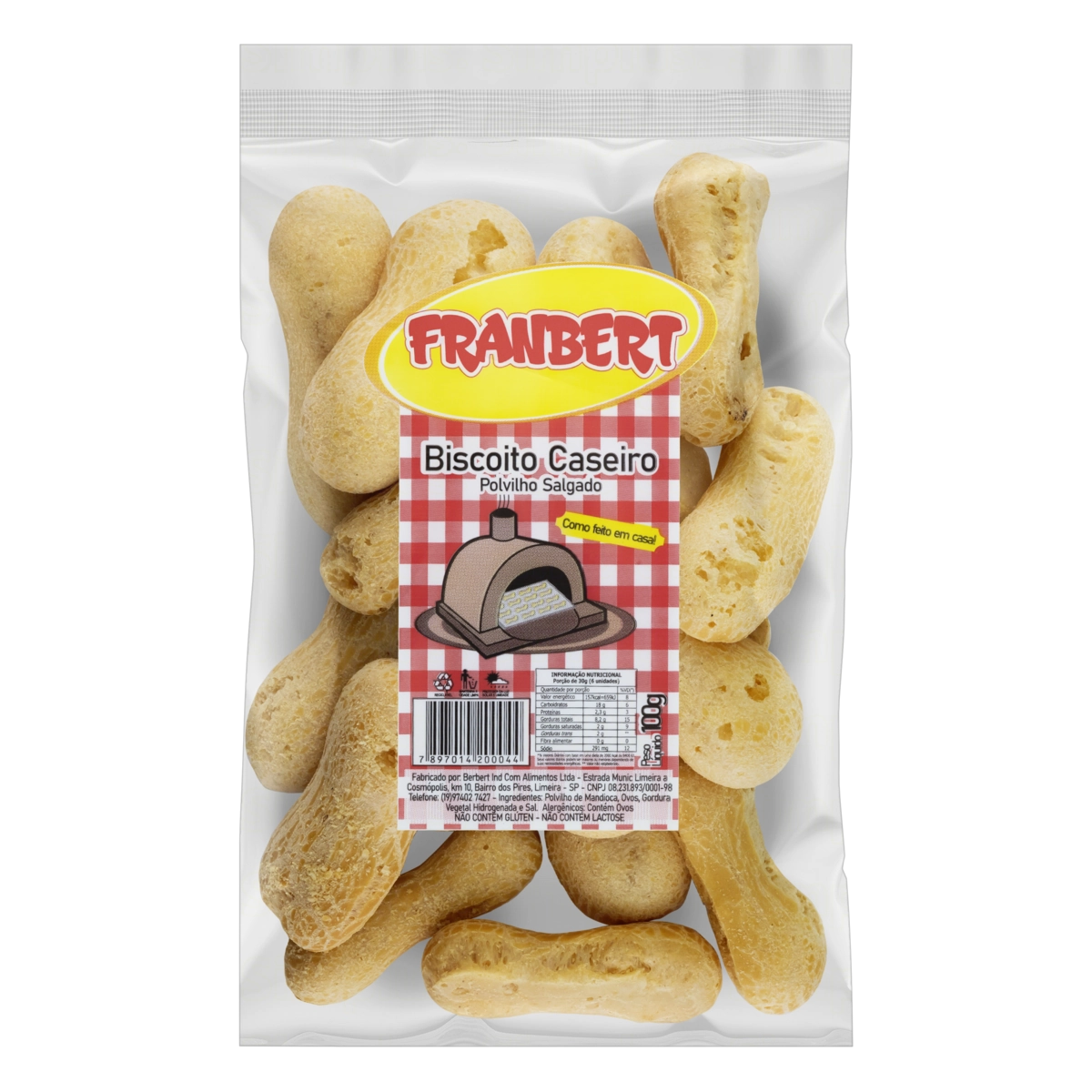 Biscoito De Polvilho Salgado Caseiro Franbert Pacote 100g
