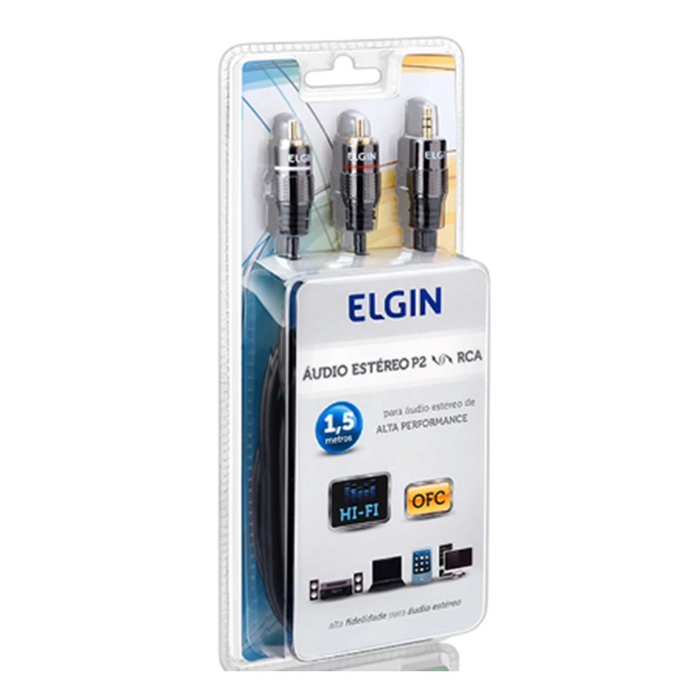 Cabo P2 Elgin Para Rca-macho Estéreo 1,5m: Alta Definição