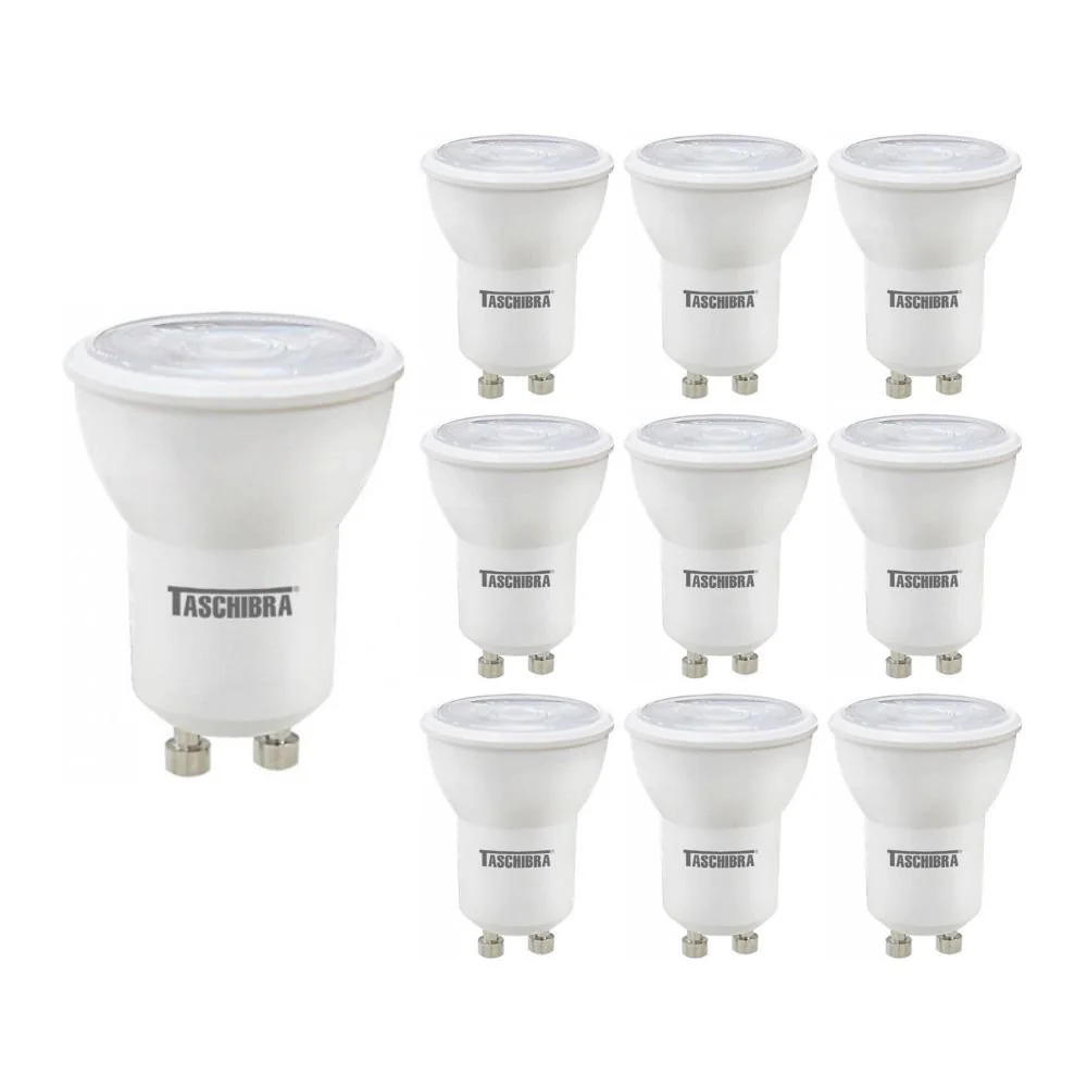10 Lâmpadas Led Taschibra Tdl 20 Mini Dicroica Mr11 3,5w Bivolt Gu10 6500k Luz Branca