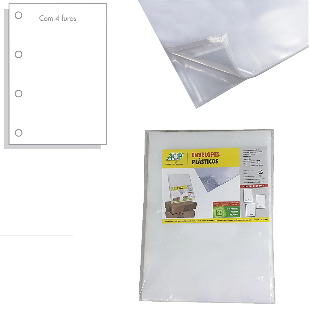 Envelope Oficio 006mm 4 Furos 20un 006 204f Acp