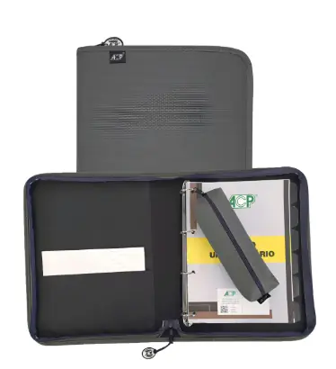 Kit Fichario Univ C/estojo 6div 96fls Cinza Acp