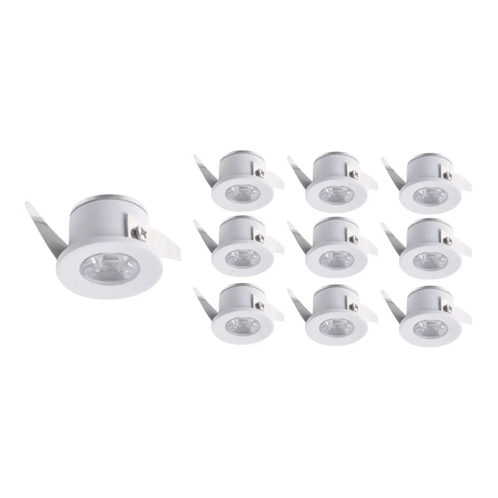 10 Spots De Embutir Para Móvel Nordecor Elysa Redondo Led 1w Bivolt Branco 3000k Luz Amarela