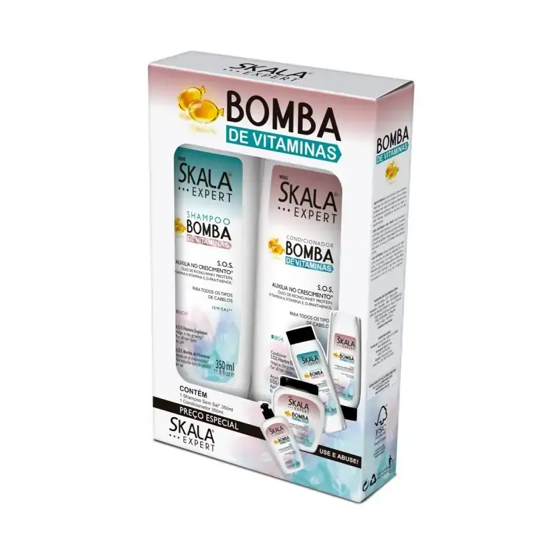 Kit Shampoo Condicionador 350ml Bomba Vitaminas Skala
