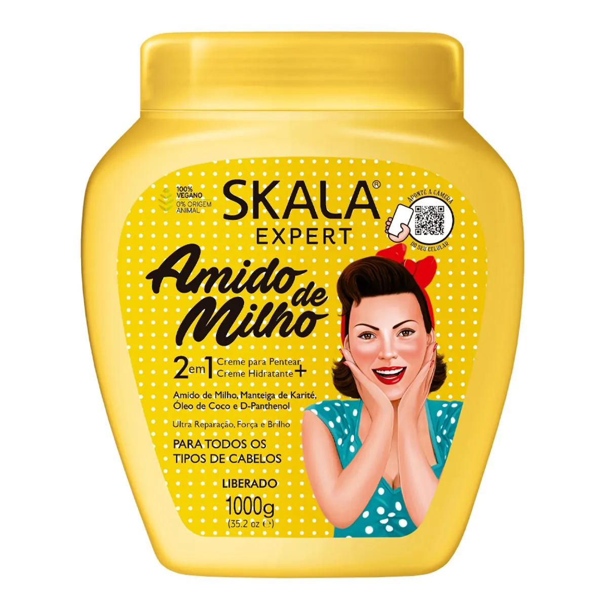 Máscara Creme Tratamento Cabelo Amido Milho Skala Pote 1 kg