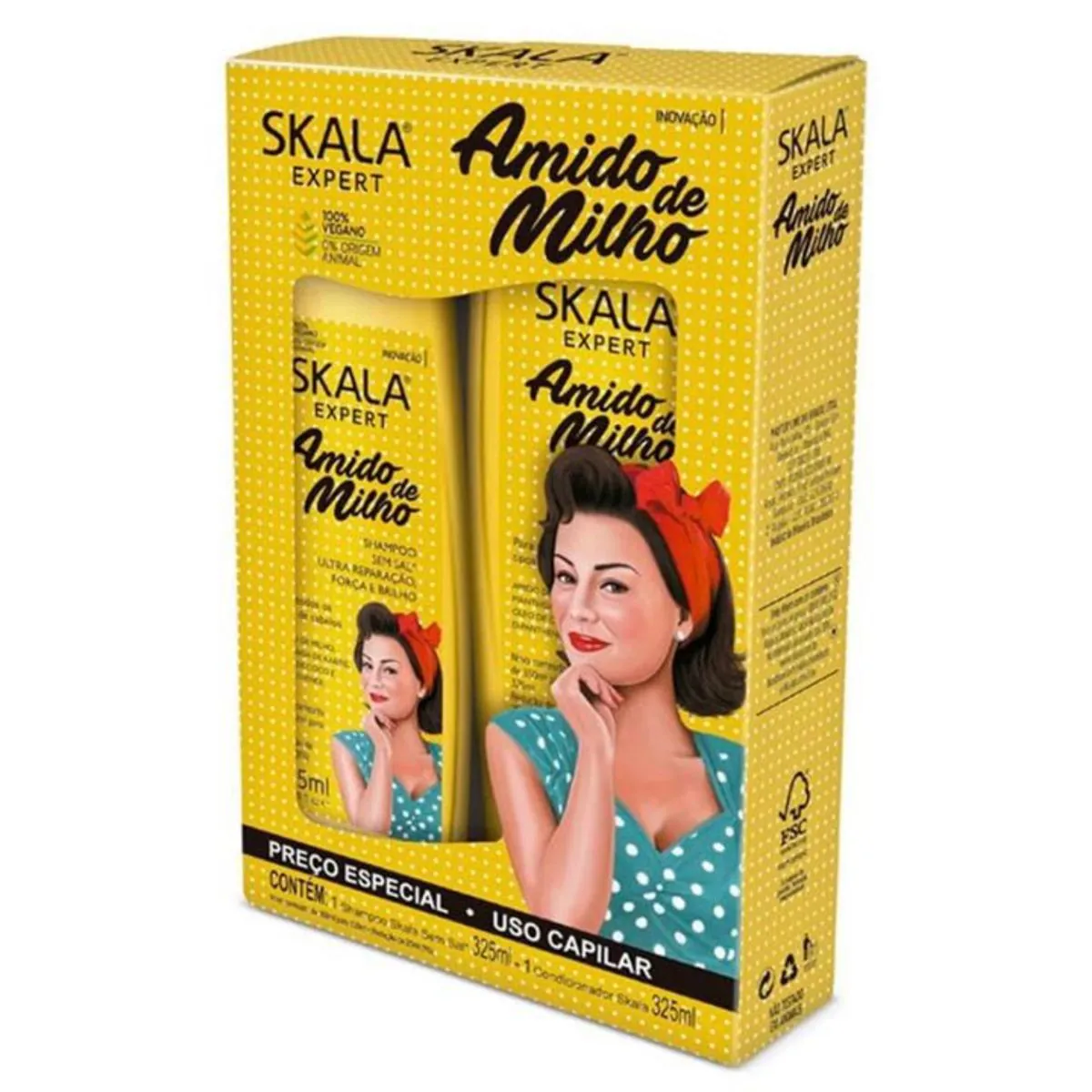 Kit Shampoo e Condicionador Amidinho de Milho Skala 325ml
