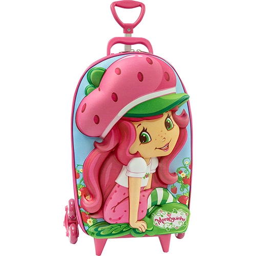 Mochila Infantil Com Rodinhas Moranguinho Rosa Max Toy