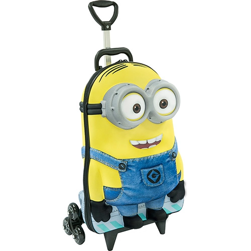 Mochila Infantil Com Rodinhas Minions Dave Amarela Max Toy