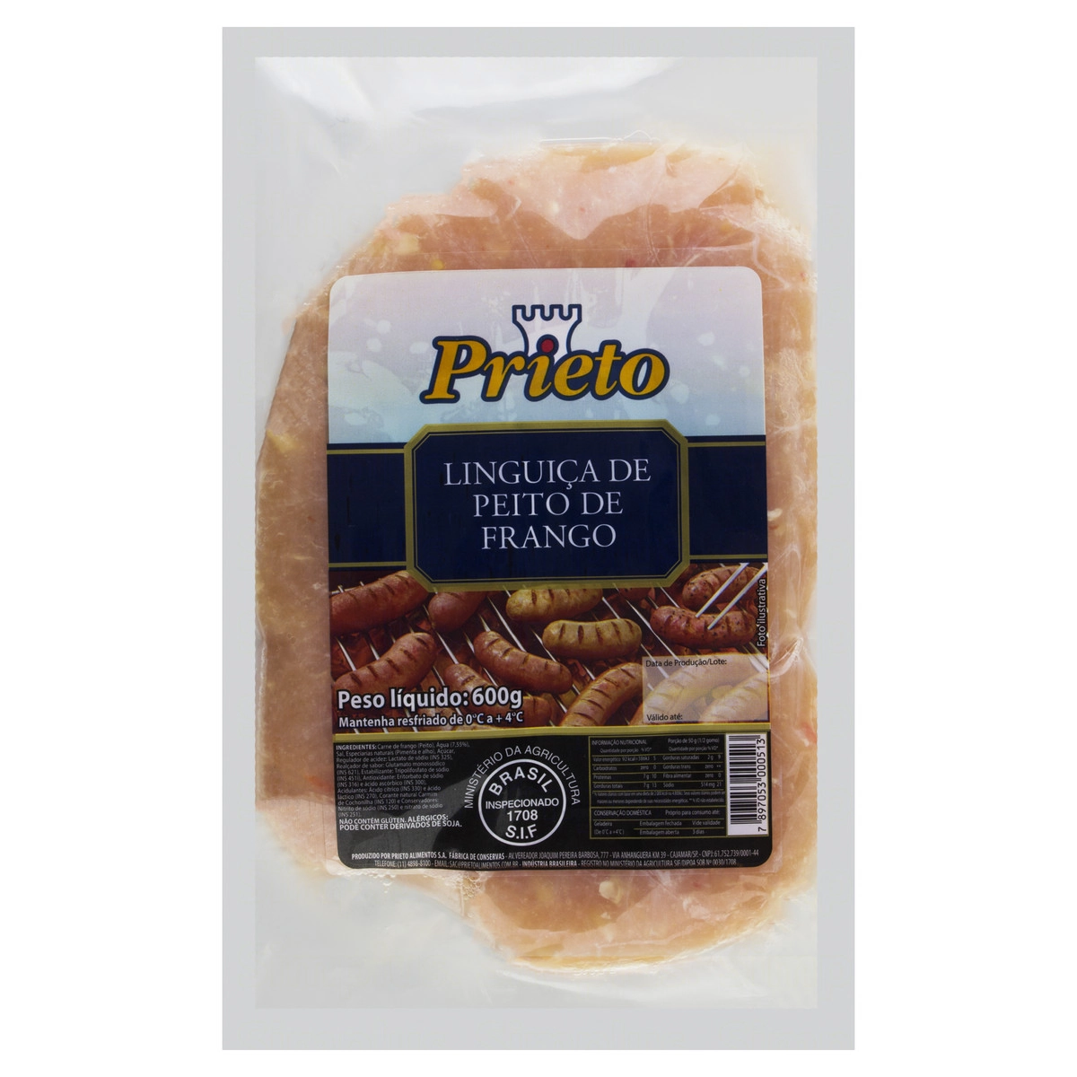 Linguiça De Peito De Frango Prieto 600g