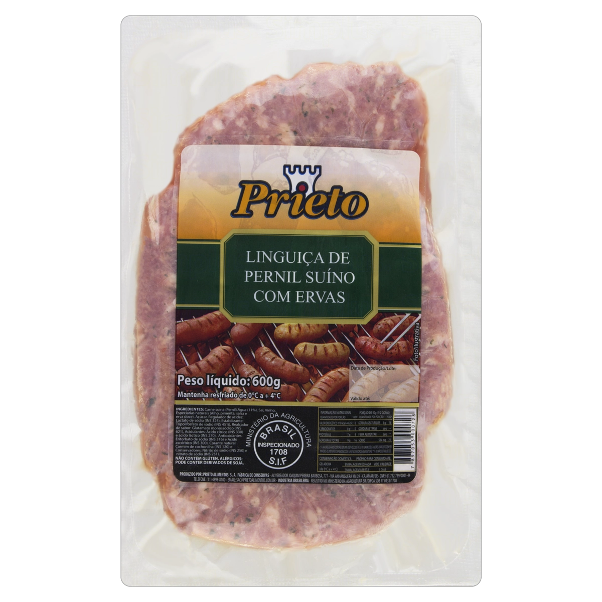 Linguiça De Pernil Com Ervas Prieto 600g