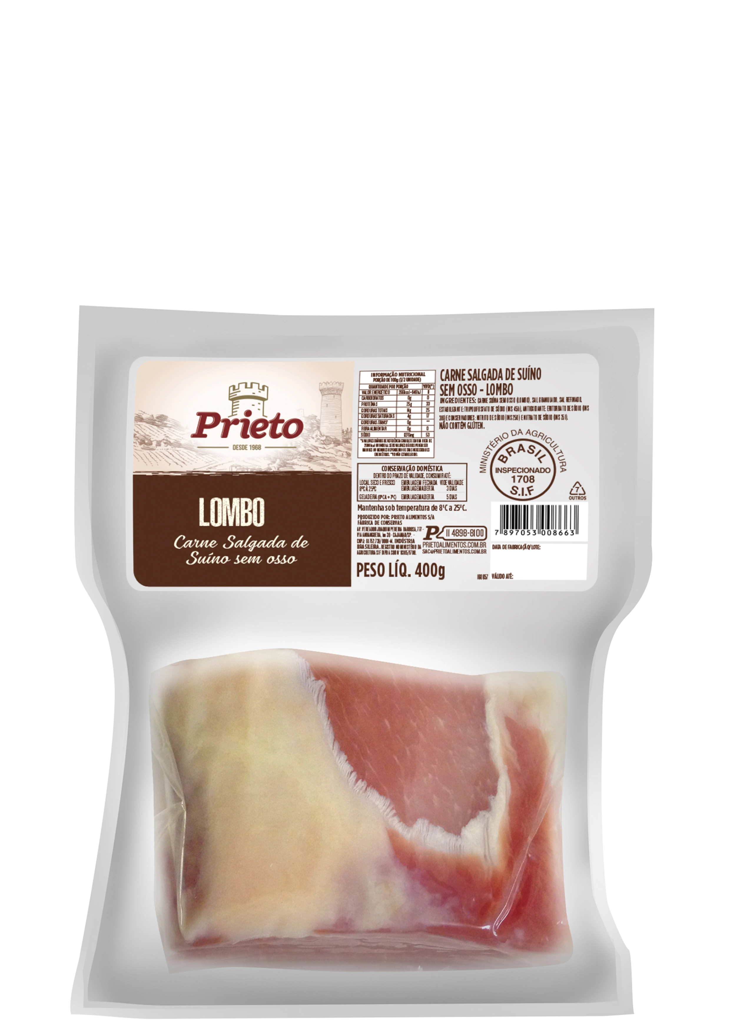 Lombo Suíno Salgado sem Osso Prieto 400g
