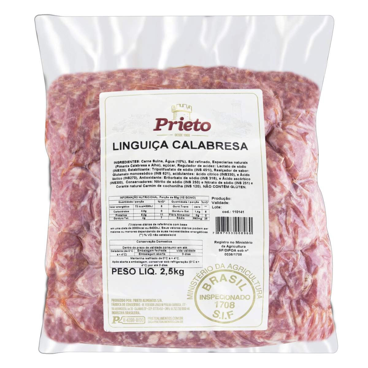 Linguiça Calabresa Prieto 2,5kg