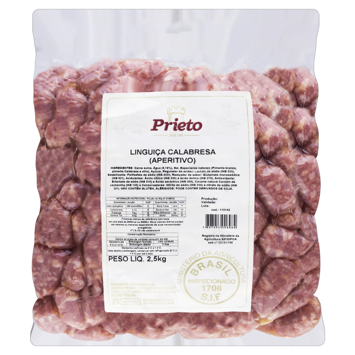 Linguiça Calabresa Aperitivo Prieto 2,5kg