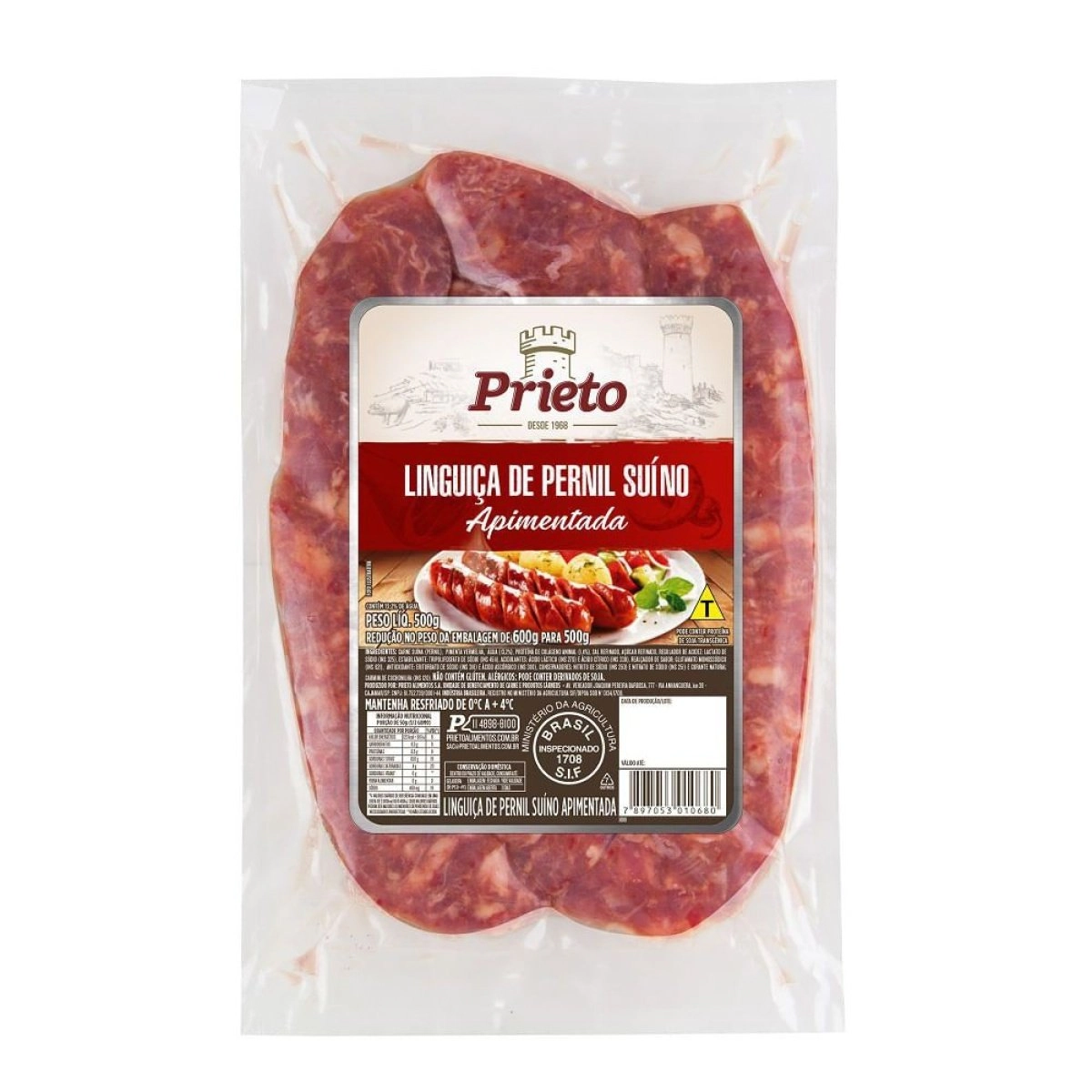 Linguiça de Pernil Suíno Apimentada Prieto 500g