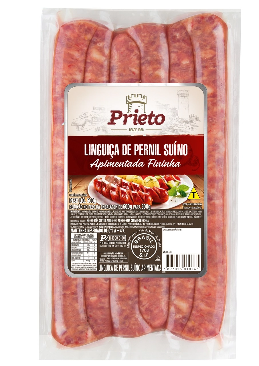 Ling Prieto Pernil Suino 500g Fininha Apimentada