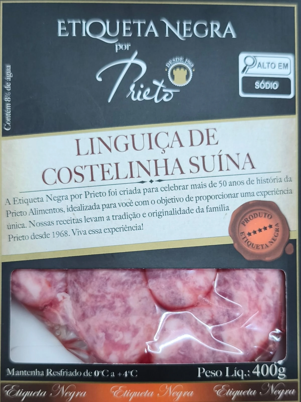 Linguiça De Costelinha Suína Prieto Etiqueta Negra 400g