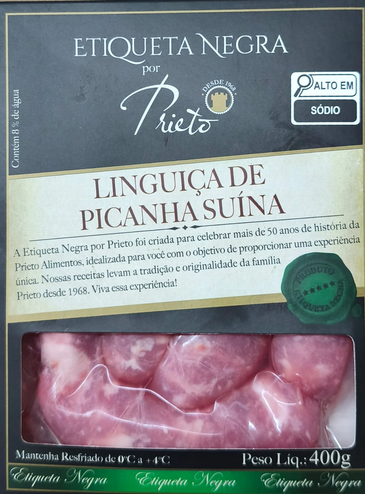 Linguiça De Picanha Suína Prieto Etiqueta Negra 400g