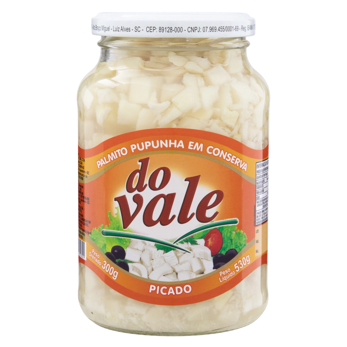 Palmito Pupunha Em Conserva Picado Do Vale Vidro 300g