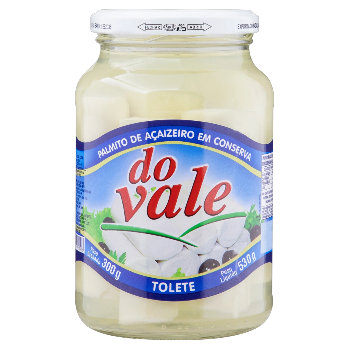 Palmito Açaí Em Conserva Tolete Do Vale Vidro 300g