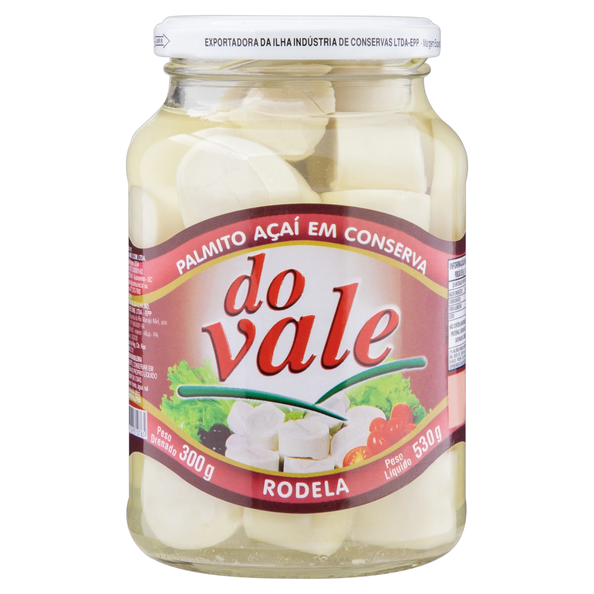 Palmito Açaí Em Conserva Em Rodelas Do Vale Vidro 300g