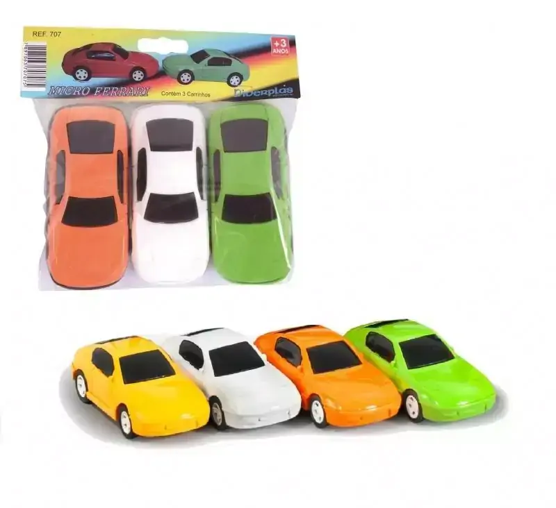 Kit c/ 3 Mini Carrinhos Ferrari 11Cm Cores Sortidas - 126814