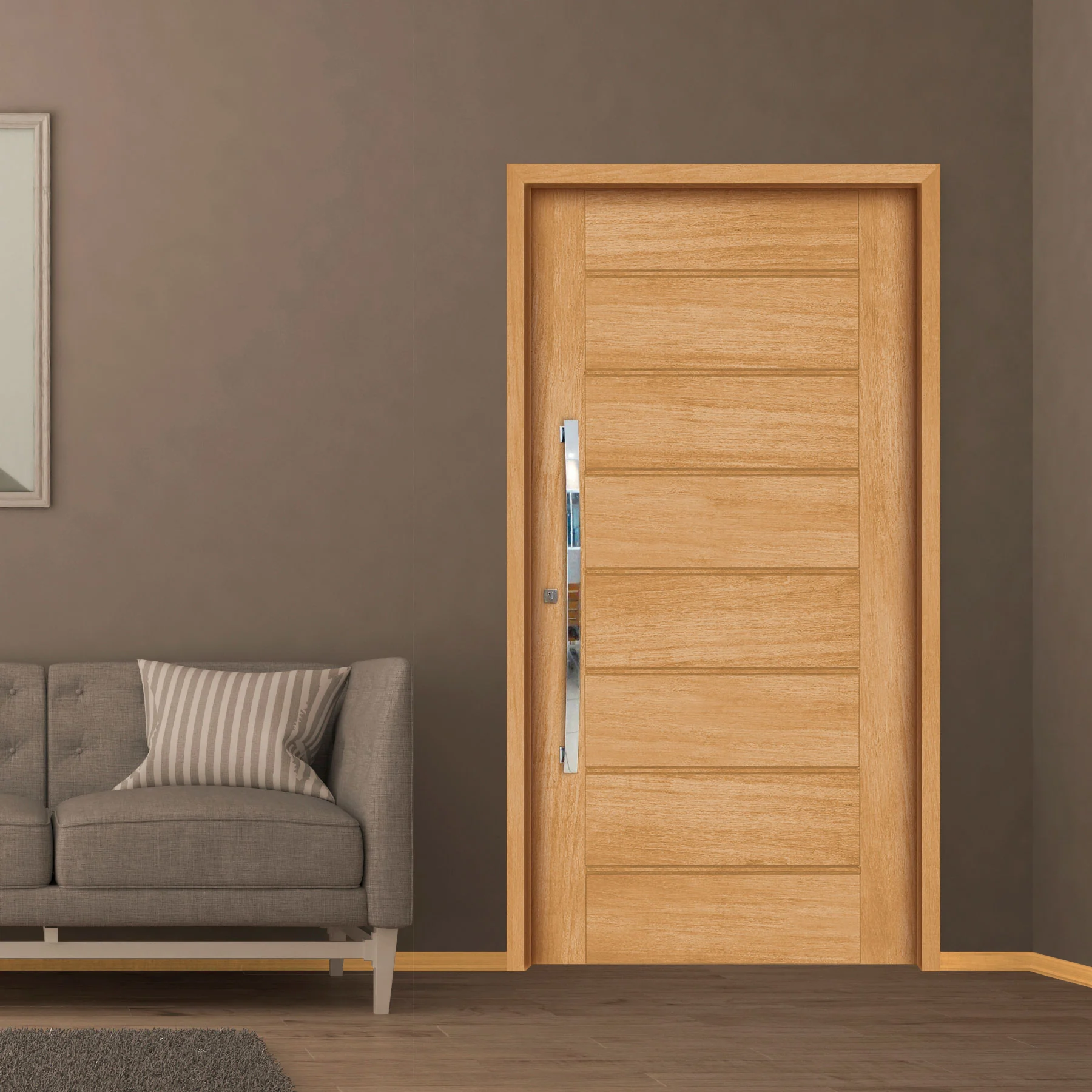 Kit Porta de Madeira Cedro Pivotante Direito|Esquerdo 210x120cm com Batente 14cm Galon