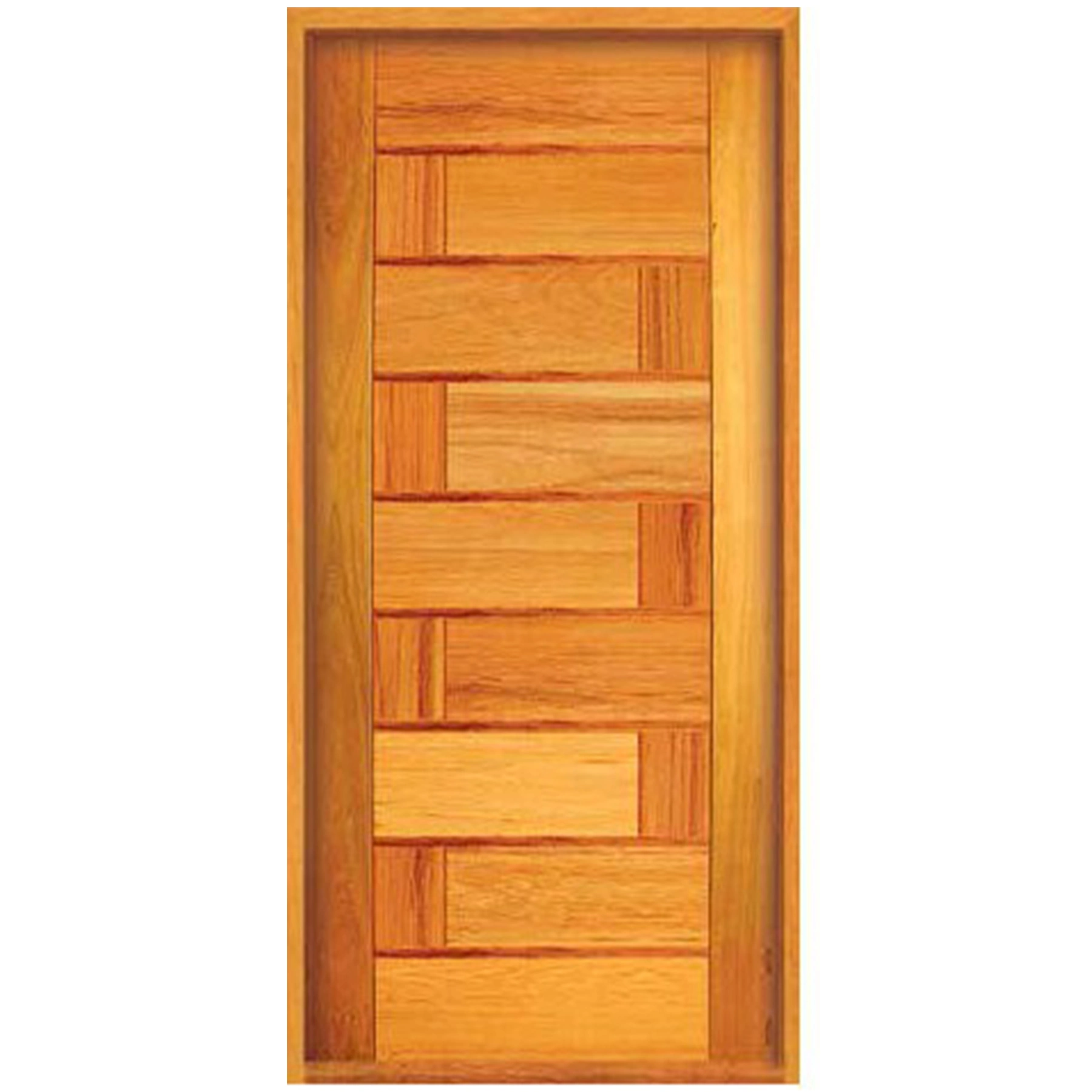 Kit Porta Madeira Pivotante Direito|Esquerdo Marrom 210x100cm com Batente Decorada Galon