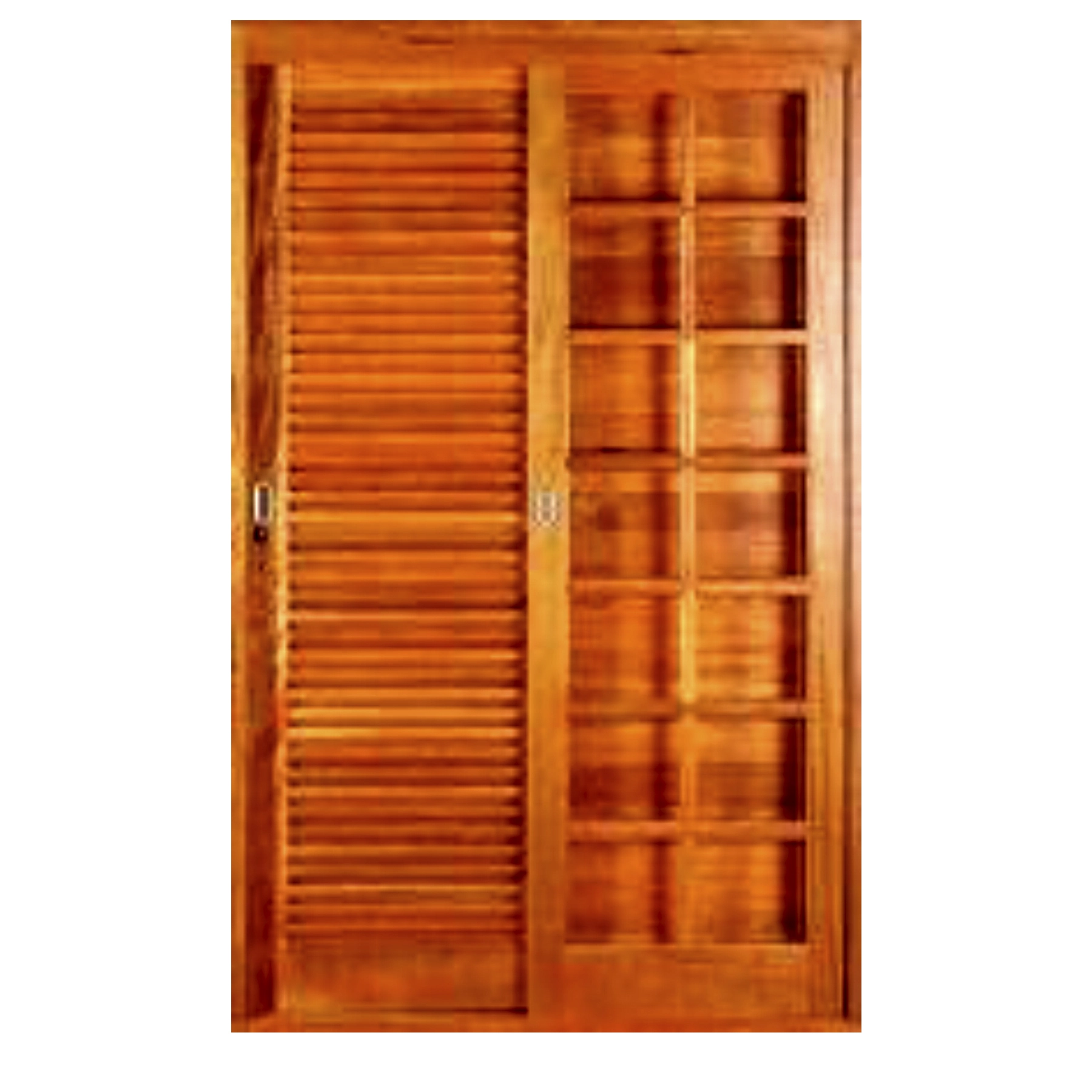 Porta Balcão de Correr 3 Folhas Cedro Natural 2,10x1,40m Galon