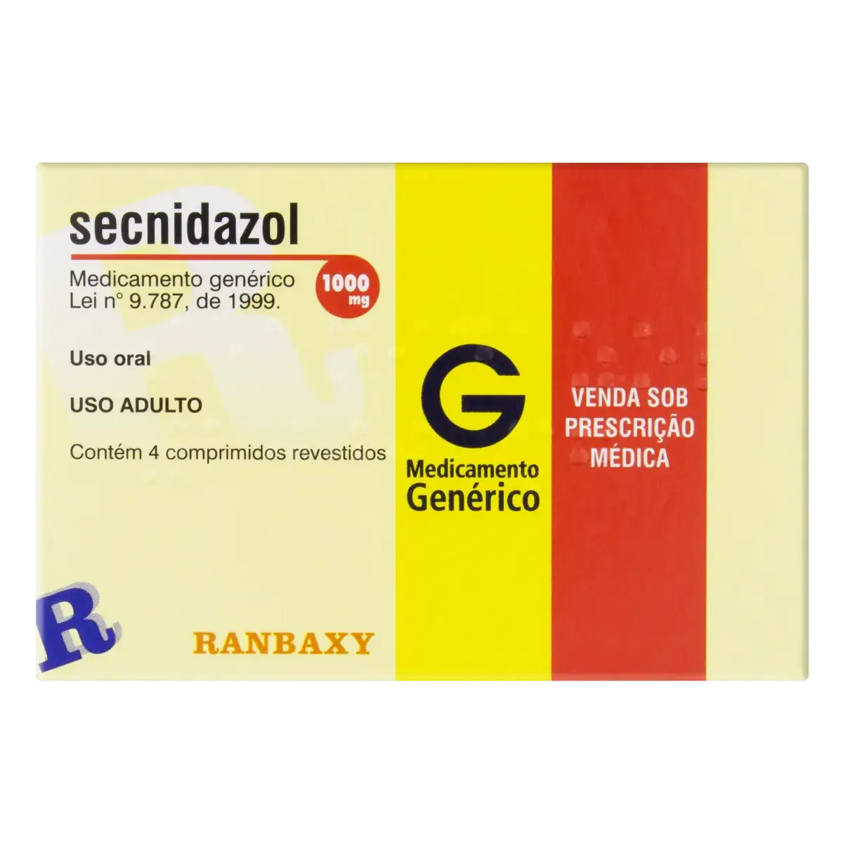 Secnidazol 1000mg Ranbaxy Caixa 4 Comprimidos Revestidos